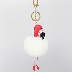 Yongze conejo bola llavero con el oído piel monstruo peludo llavero flamenco pompom bolso Faux fur furry Ball llaveros mujer - Product Image 2