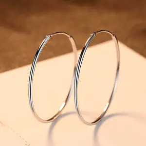 CZCITY Big Circle 925 Sterling Hoop Earrings Bulk Custom Brincos Huggie Silver Trendy Big Hoop Earring Mulheres