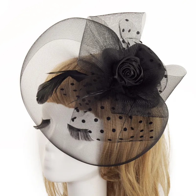 Sombreros de plumas Fascinator para mujer, tocados populares de iglesia de boda