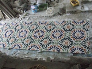 Médaillon en marbre découpé au jet d'eau sur mesure, incrustation <span class=keywords><strong>de</strong></span> <span class=keywords><strong>zellige</strong></span>, carreaux <span class=keywords><strong>de</strong></span> <span class=keywords><strong>sol</strong></span> mauresques, motif marocain, carrelage en céramique émaillé pour <span class=keywords><strong>salle</strong></span> <span class=keywords><strong>de</strong></span> <span class=keywords><strong>bain</strong></span> et salon - Product Image 3