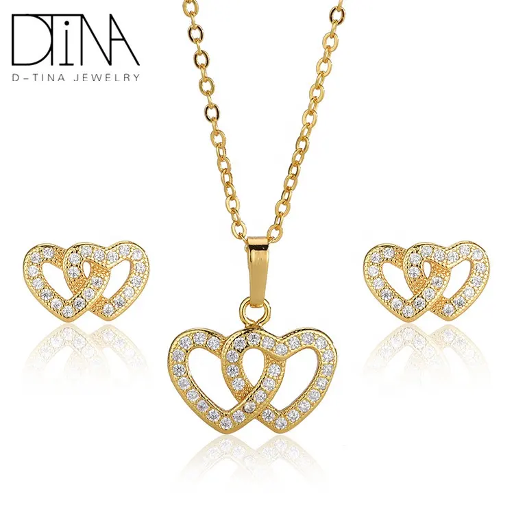 DTINA ES-0302 2019 Two hearts interactive love necklace earrings set confession gift