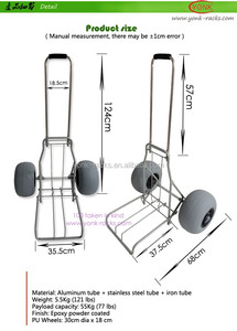 Chariot pliant en acier inoxydable avec grande roue, chariot à roulettes de plage gonflable en PU - Product Image 4