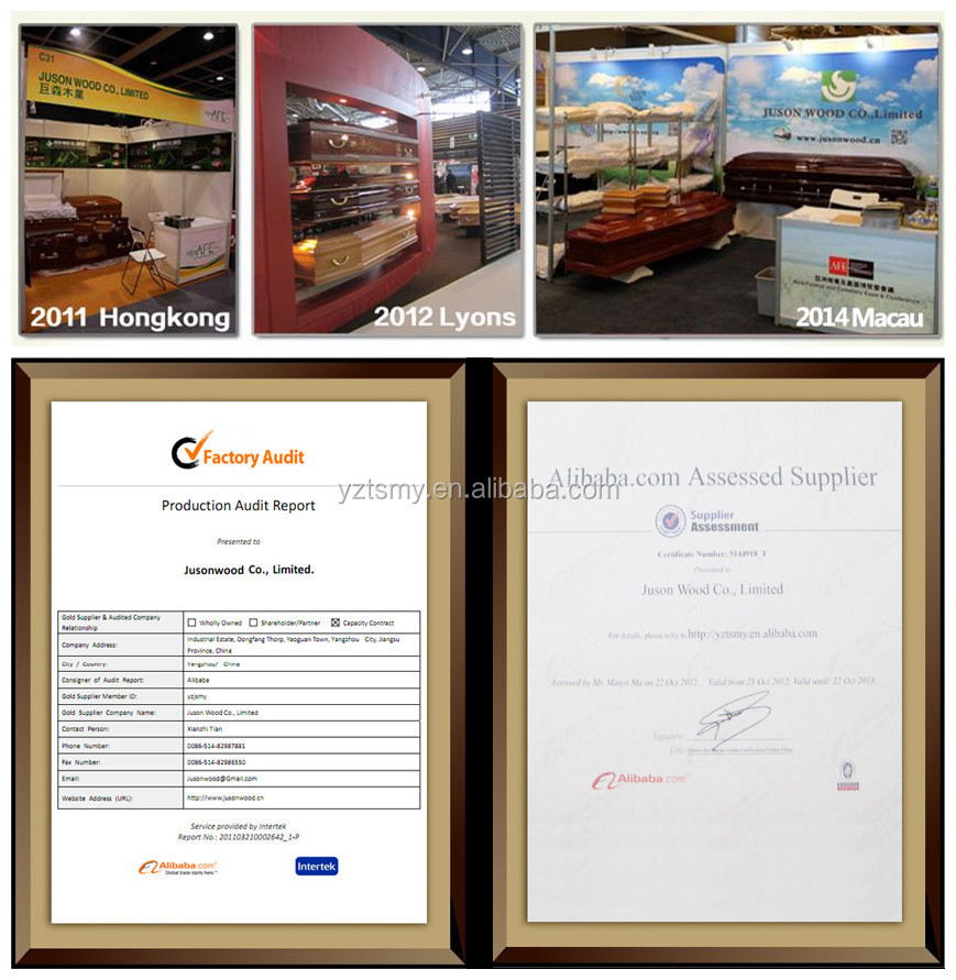 JS-E1240 Commerce Assurance Européenne style envie cercueil en bois massif