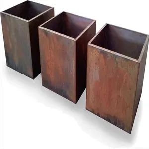 Forma quadrada De Aço Corten plantadores atacado Grandes Vasos de Jardim