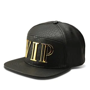工厂批发定制帽子金色金属logo Snapback帽子