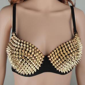 M816 D.Y Fashion 2016 <span class=keywords><strong>Reggiseno</strong></span> con Borchie e Spuntoni <span class=keywords><strong>Argento</strong></span>, <span class=keywords><strong>Reggiseno</strong></span> Punk con Rivetti Metallici, Top Gotico Punk con Spuntoni - Product Image 1