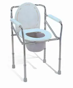 Cadeira dobrável ajustável de altura, cadeirinha para idosos com balde