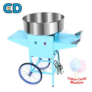 Waktu Pesta Smart Benang Permen Kapas Bunga Pembuat Big Blue Vortex Commercial Cotton Candy Floss Machine dengan Keranjang