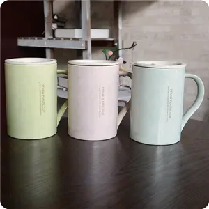 custom logo biodegradable eco friendly for kids adults tumbler with handle pp plastic lid wheat straw fiber tea cup coffee mug