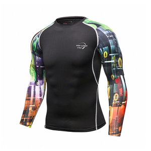 Custom Design MMA BJJ <span class=keywords><strong>Rash</strong></span> Guard per gli uomini Spandex compressione palestra camicia traspirante tessuto sublimato stampa per il nuoto - Product Image 6