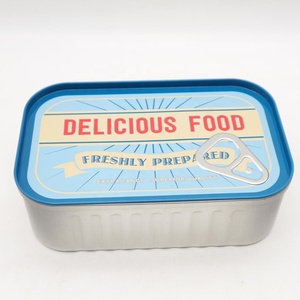 Boîte en fer blanc avec logo personnalisé <span class=keywords><strong>Sardine</strong></span> avec gaufrage Rectangle métal bambou fer blanc pour pain alimentaire bonbons chocolat pizza sushi emballage - Product Image 4