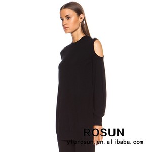 Totale nero fuori- superiore della spalla cool donne maglioni pullover - Product Image 1