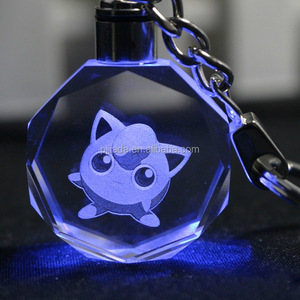 3D Laser <strong>Engraved</strong> Animal Photo LED Crystal Keychains for Couples <strong>Key</strong> <strong>Rings</strong> Promotional Souvenir Gift - Product Image 3