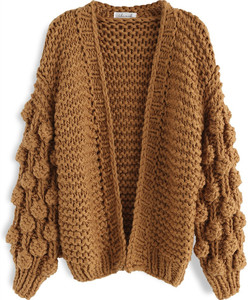 Custom Signore <span class=keywords><strong>Nero</strong></span> Oversize Slouchy Knit Pom Pom Maglia A Manica Lunga Maglioni <span class=keywords><strong>Cardigan</strong></span> - Product Image 3