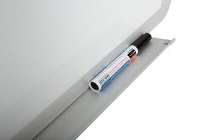 <span class=keywords><strong>Bacheca</strong></span> in Sughero con Superficie in Acciaio Laccato Giallo, Misure Personalizzabili, con Cornice in Alluminio Argento, Penna Cancellabile e Magneti - Product Image 4