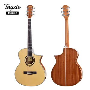 Trung Quốc Nhà Máy Guitar Chất Lượng Cao Tayste OEM Thương Hiệu Gỗ Vân Sam 40 Inch Độ Bóng Cao Acoustic Guitar Điện Để Bán