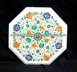 Marble <b>Stone</b> Flower Inlay Pietra Dura <b>Table</b> <b>Top</b> Handcrafted Items - Product Image 1