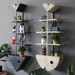 Mensola da Parete Vintage a Forma di <span class=keywords><strong>Testa</strong></span> di Pesce in Ferro Nero, Portaoggetti Decorativo in Metallo per Casa - Product Image 2