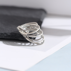 Gioielli all'ingrosso Su Ordinazione Thailandia <span class=keywords><strong>Argento</strong></span> Torsione Cerchio Pianura Delle Donne Anello Set - Product Image 4