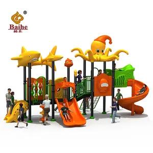Design personalizzato attrezzature per parchi giochi all'aperto di grandi dimensioni Set di giocattoli in plastica per spiaggia di sabbia Set di scivoli per parchi giochi in plastica 1 Set