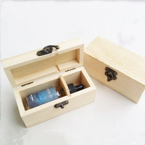 Caja de embalaje de aceite esencial de madera de pino de una botella Caja de madera de regalo de perfume elegante con estética natural - Product Image 1