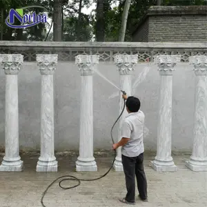 Natural hand carved decorative round stone solid arabescato white marble Roman column and pillar