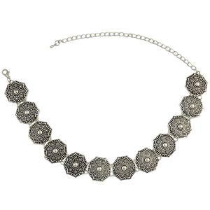 Perhiasan Etnik Turki Kalung Choker Geometris Berukiran Suku