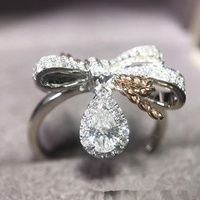 Witte Diamant Boog Ring 18 K Solid Gold Echte Diamanten Ring Mode Pave diamond Ring