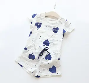 Hao Baby New Summer Dress Full Of Love Personality Girl Hole Love Heart Short-Sleeved T-Shirt Shorts Casual Suit