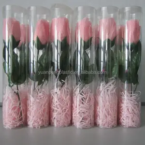 Impermeable redonda de plástico de la flor con tapas flor pantalla transparente redondo flor caja de embalaje
