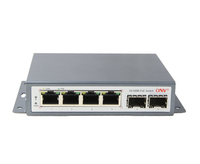 6 Port 100M Tidak Dikelola Serat POE Switch dengan 2*100M SFP, IP Camera Switch 15.4W/30 W