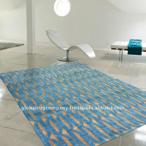 Alfombras de Área Anudadas a Mano de Seda India y Bambú, Elegantes y Lujosas, con Patrón Abstracto Moderno - Product Image 4