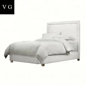 Hot Verkoop Antieke Eiken Franse Stijl Gestoffeerde Bed Meubels Witte Kingsize Beddengoed Set