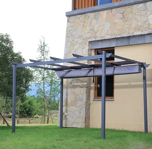 花园遮阳钢铝 pergola 与折叠顶部