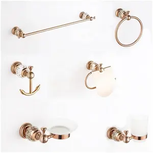 2017 latest innovative Bathroom Hardware 11300 Wall Mounted Brass Rose Gold Sanitary Bathroom Accessories Set