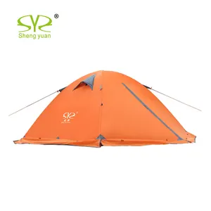 2 Persona impermeable portátil de doble puerta de capas de poste de aluminio a prueba de nieve Camping tienda de campaña al aire libre