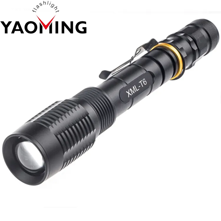 Wholesale Long Range tactical Flashlight zoomable T6 LED 2*18650 Rechargeable Flashlight