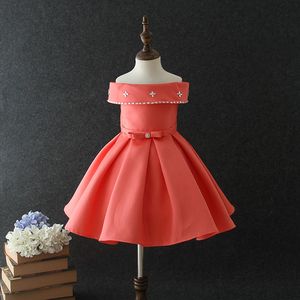 Vestidos de festa de aniversário para meninas, venda quente de vestidos indiano e paquistão, roxo, de cetim para crianças, 3 anos de idade - Product Image 6