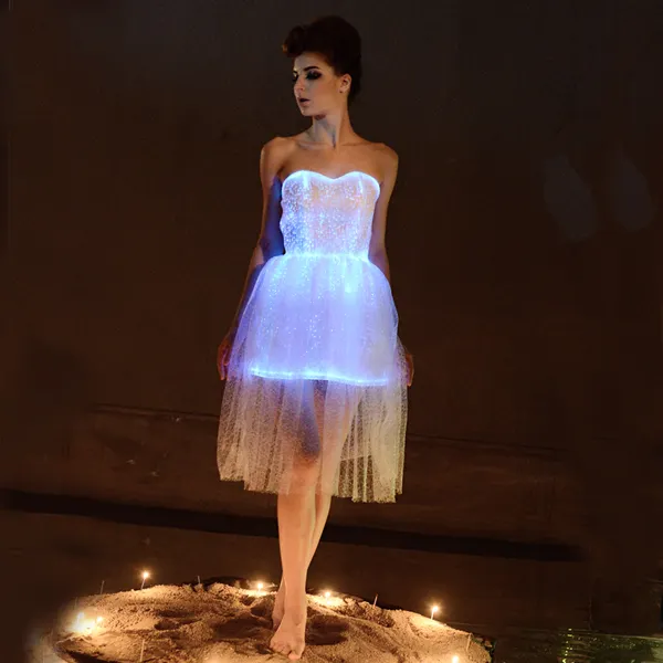 hot sale fiber optic fabric lace cocktail dresses