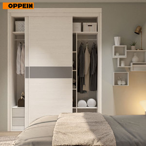 OPPEIN Promotional European Style Fancy White Sliding Door Wardrobe