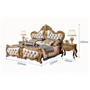 Italian Style Bedroom Sets Furniture Classic Bed King Size Leather Bed Set