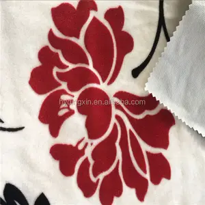 100% nylon micro flock on flock sofa fabric for home textile flower pattern