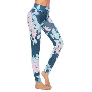 Women soft printed milk silk 92 polyester tight fitness leggings