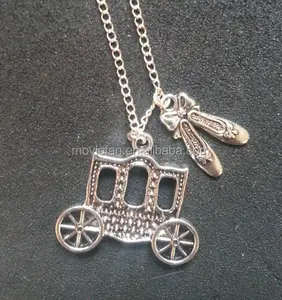 Fairy tale Inspired Charm Necklace Carriage and Slippers charm necklace