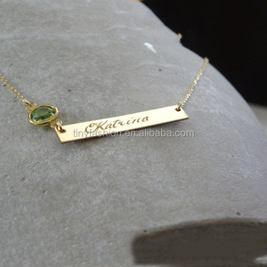 Nombre de encargo Engrave, las coordenadas de Latitud y longitud, Fecha de la boda, números <span class=keywords><strong>romanos</strong></span> collar de Lingote de oro - Product Image 5