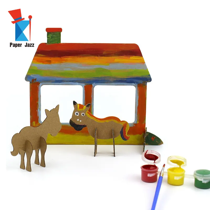 DIY Nativity Kids Painting Puzzle,Family Time Educational Kits,Fun 3D Farm Animal Cardboard Drawing