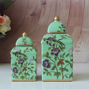 Blu dipinto a mano del fiore di uccello modello piccolo tè vaso di porcellana di ceramica vaso di zenzero per la decorazione domestica - Product Image 1