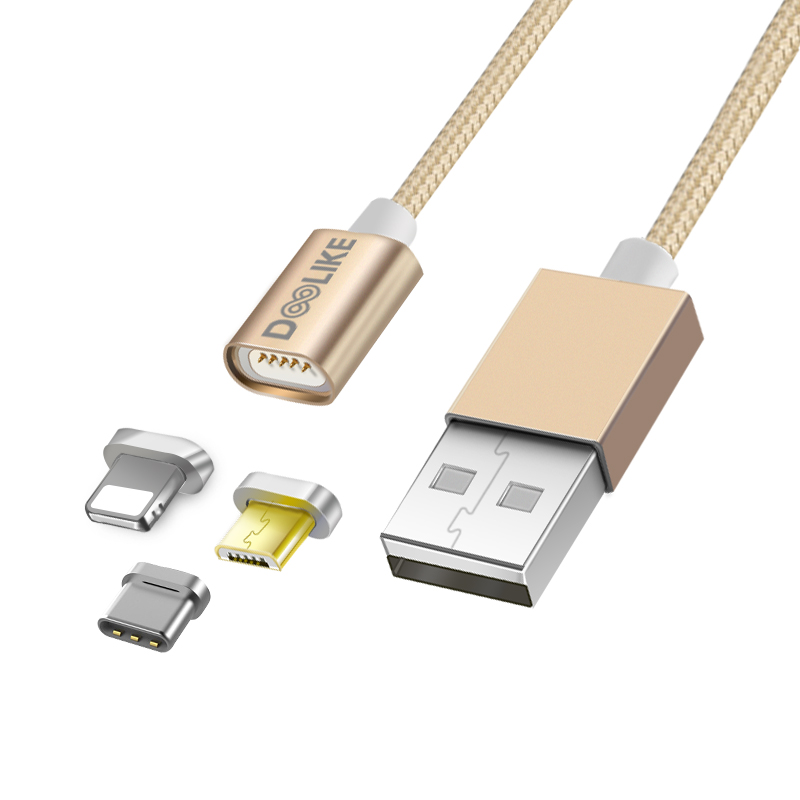 премиум Магнитный Мирко USB кабель, 3 в 1 плетеный нейлоновый Магнитная Зарядка-Type-C кабель для Iphone для Samsung