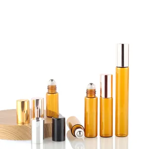 Klassieke Fles Fabriek Inventaris 3Ml Navulbare Verpakking 5Ml Amber Glazen Rolfles 10Ml Parfum Roller Flessen