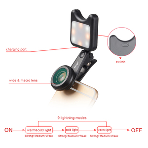 Téléphone lentille 2in1 avec Led Remplir lumière Lentille <span class=keywords><strong>Selfie</strong></span> Lentille de La Lumière - Product Image 4
